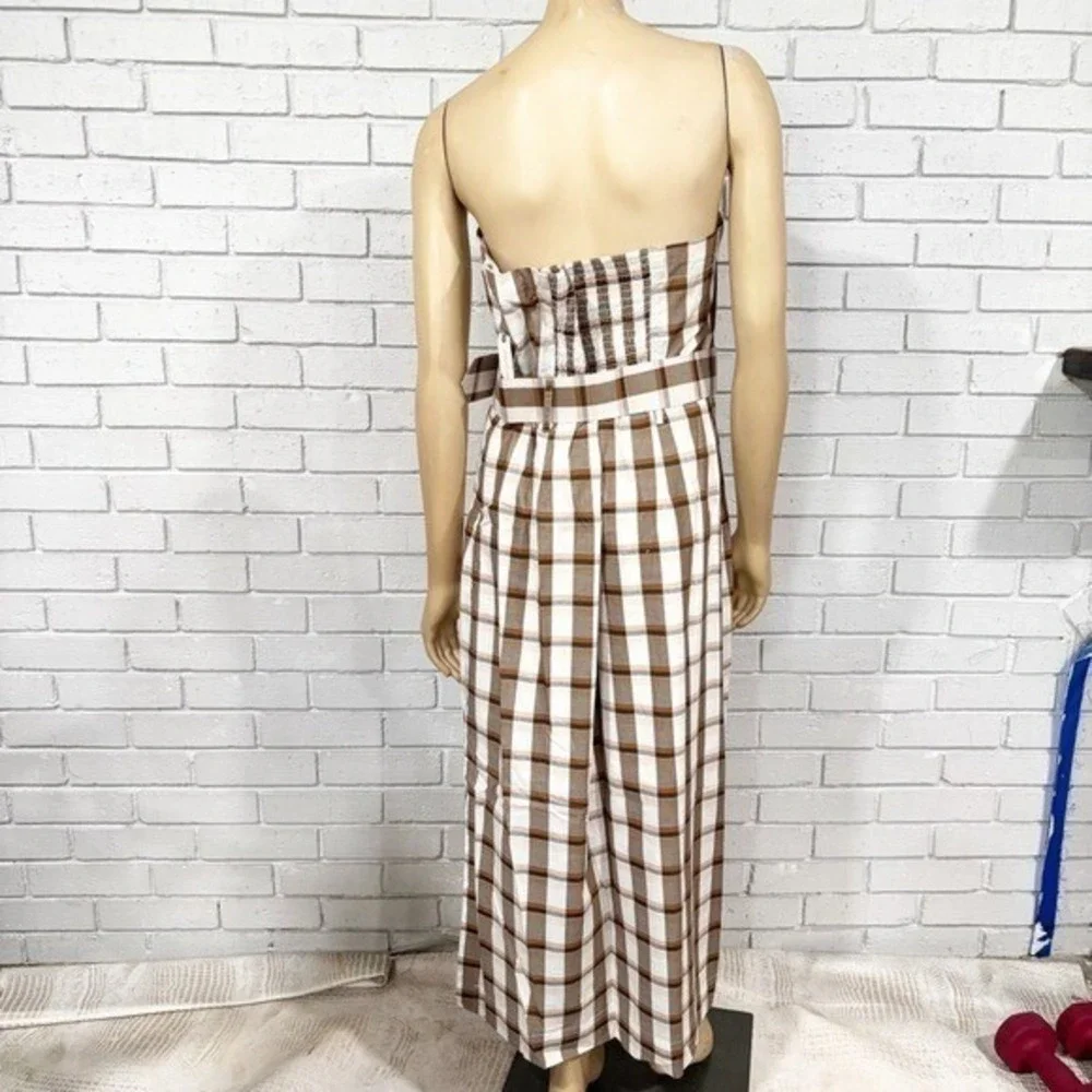 Anthropologie Maeve Women's Belted Square-Neck Strapless Plaid Dress - Size XL - Picture 7 of 12